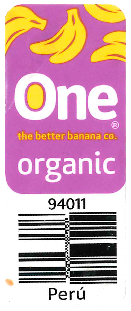 Aufkleber One® The better Banana Co. Organic 94011 Peru [Barcode