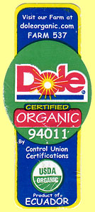 Aufkleber Dole® Certified Organic 94011